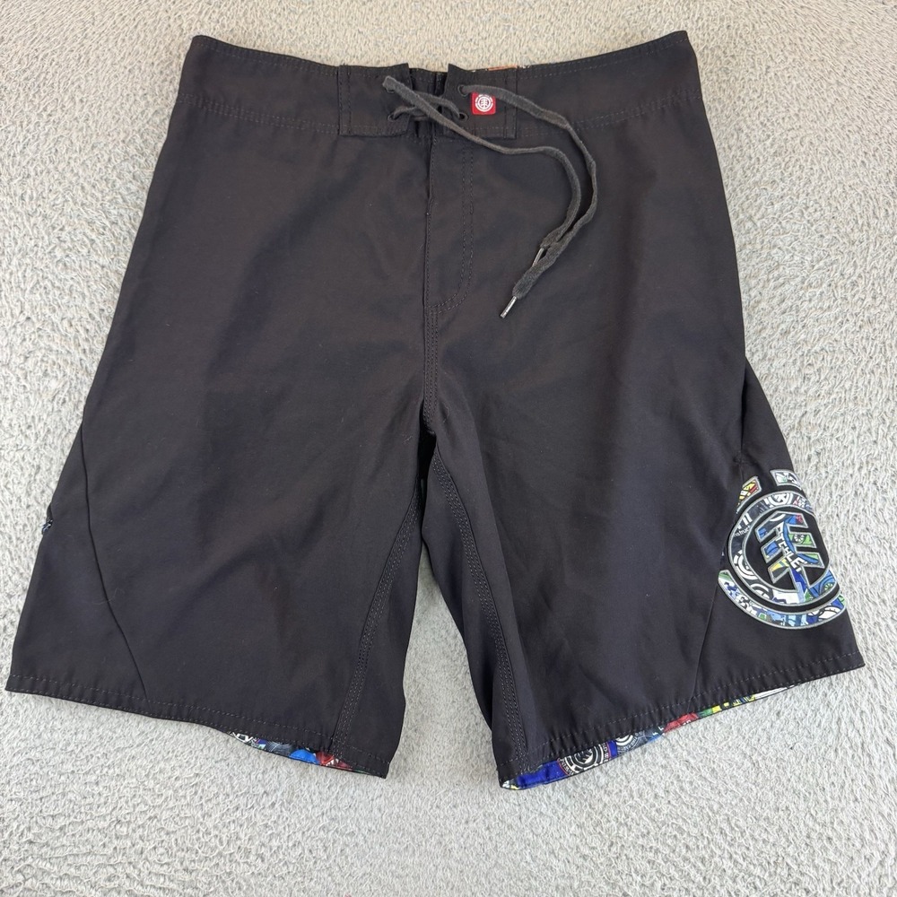 Vintage Element Board Shorts Mens Size 34 Black Swim Trunks Drawstring Surf Y2k